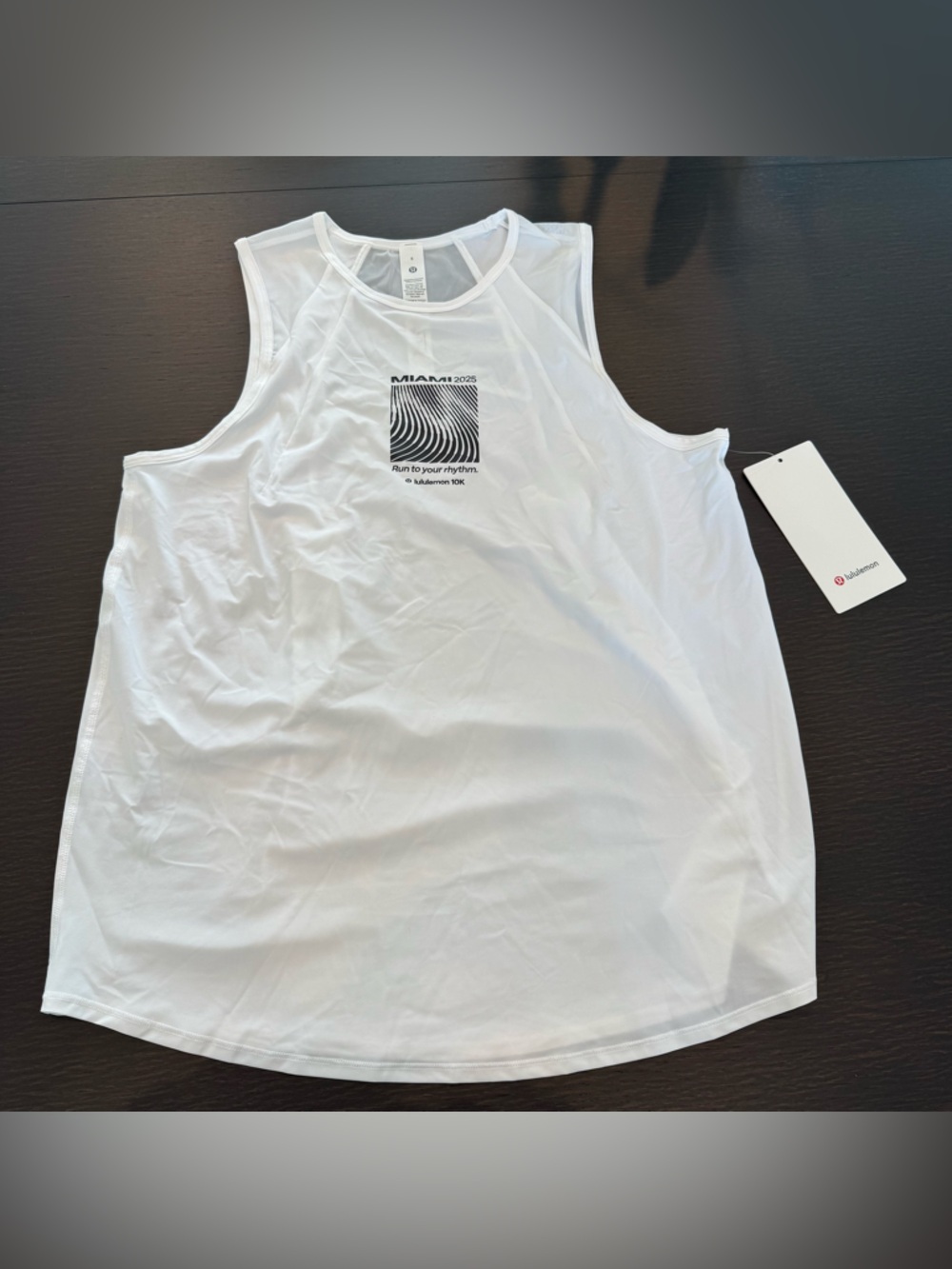 lululemon athletica White Tank with Black Optical Chest Graphic